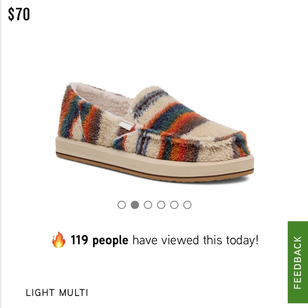 Sanuk Donna ST Warm Stripe size 8